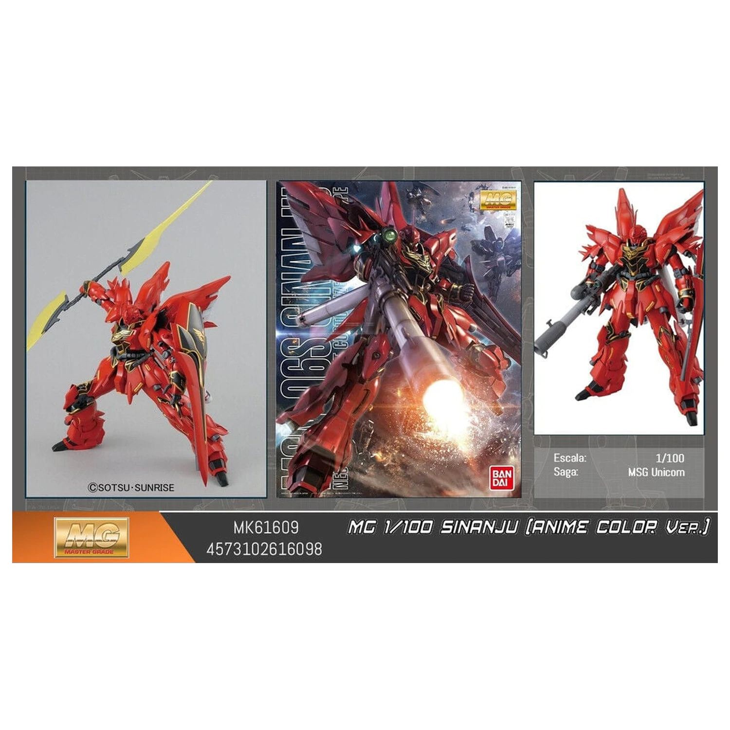 Gundam UC MSN-06S Sinanju Anime Color Ver. Mobile Suit modelová stavebnice MG 1/100 fotografii produktu
