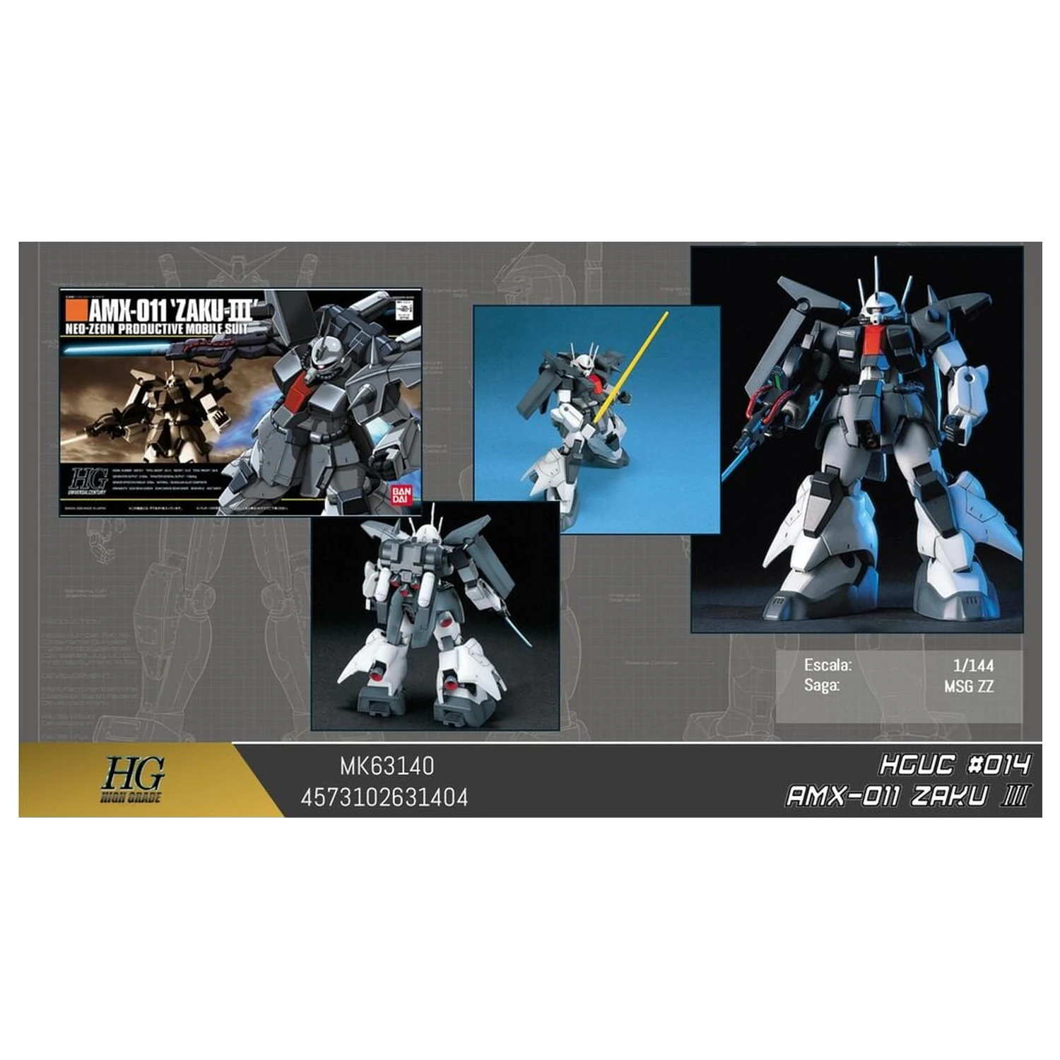Gundam ZZ AMX-011 Zaku III Mobile Suit Model Kit HGUC 1/144 fotografii produktu