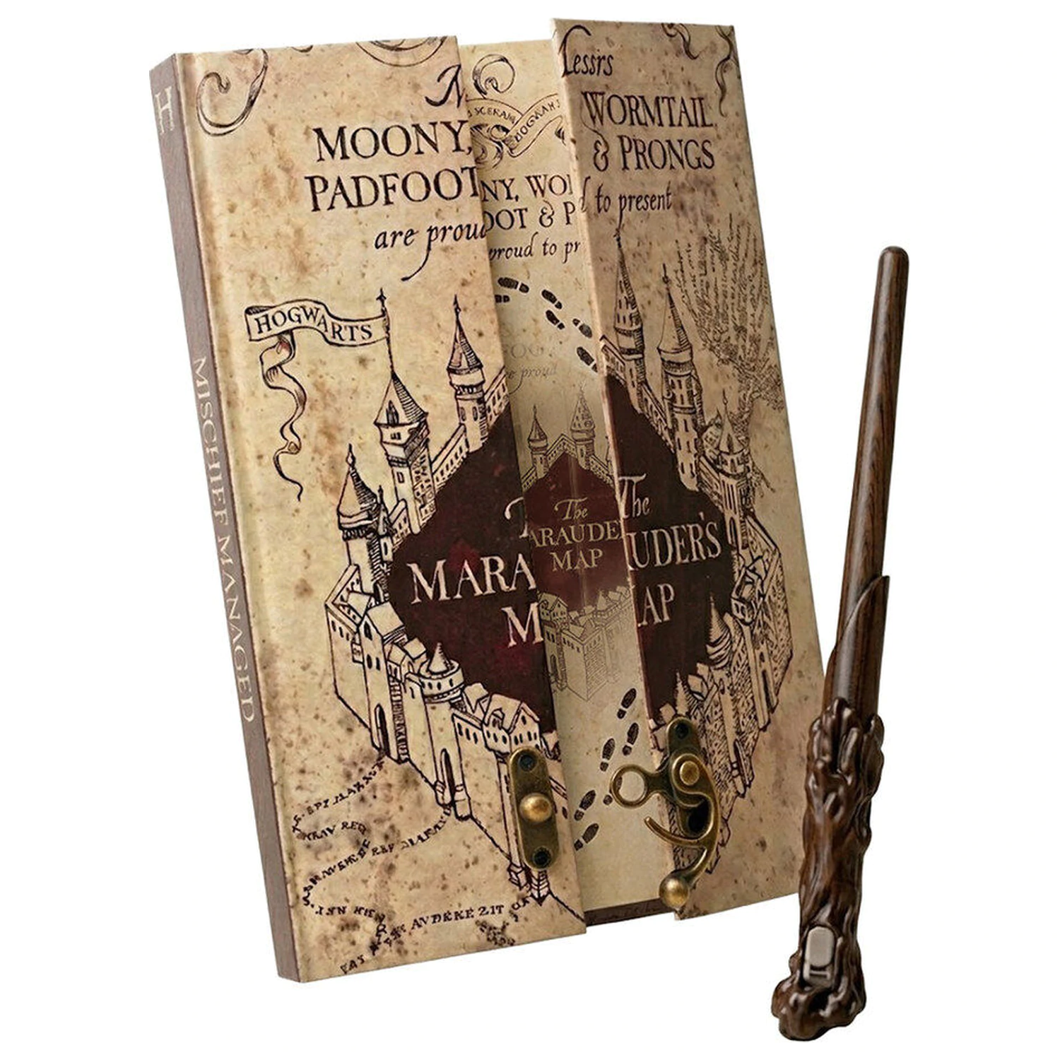 Harry Potter A5 zápisník s tajnou mapou a kouzelným perem hůlka fotografii produktu