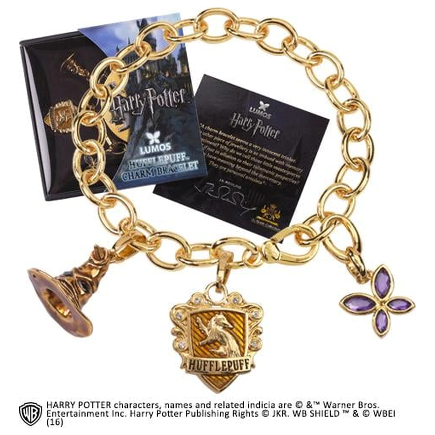 Harry Potter náramkový přívěsek Charm Bracelet Lumos Hufflepuff fotografii produktu