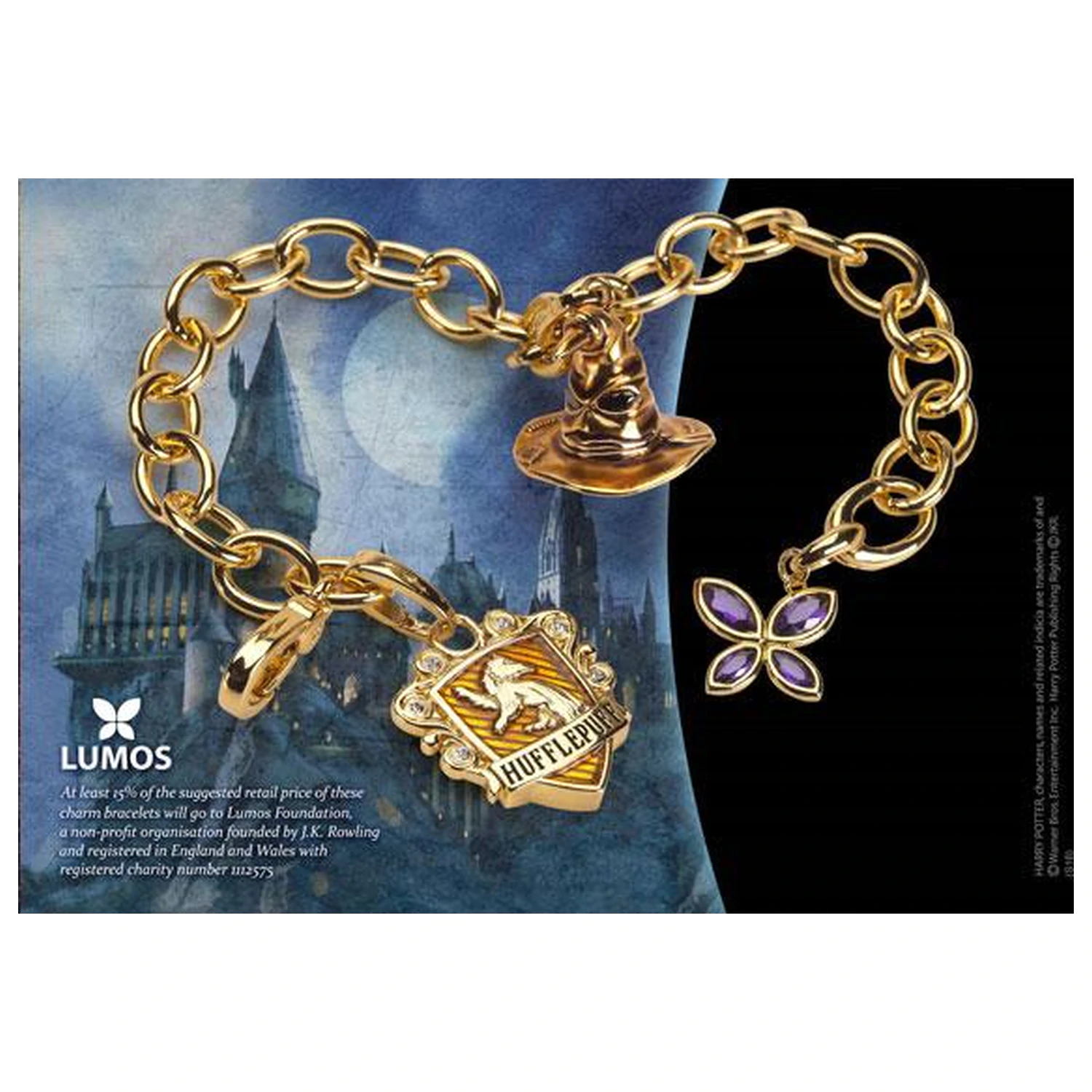 Harry Potter náramkový přívěsek Charm Bracelet Lumos Hufflepuff fotografii produktu