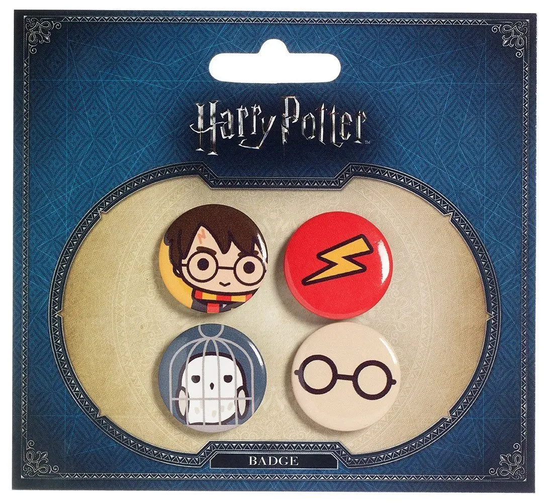 Harry Potter Cutie Button Badge 4-Pack Harry Potter & Hedvika, sada 4 odznaků fotografii produktu