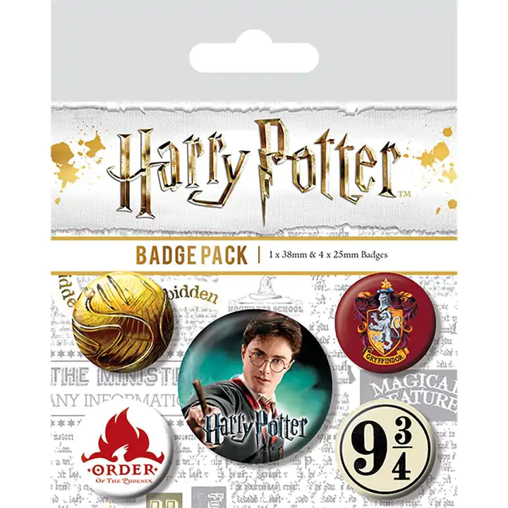 Harry Potter Pin-Back Buttons 5-Pack Gryffindor - 5 ks odznáčků s motivem Gryffindor fotografii produktu