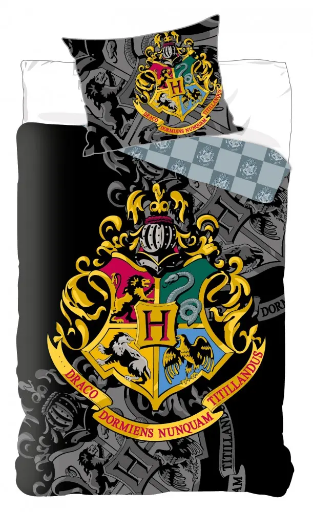 Harry Potter Hogwarts Houses černé povlečení na peřinu fotografii produktu
