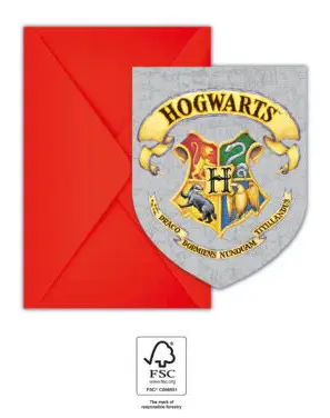 Harry Potter Hogwarts Houses Party Invitation 6 ks FSC fotografii produktu