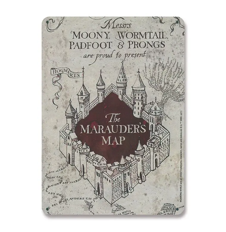 Harry Potter Tin Sign Marauders Map 15 x 21 cm Plechová cedule fotografii produktu