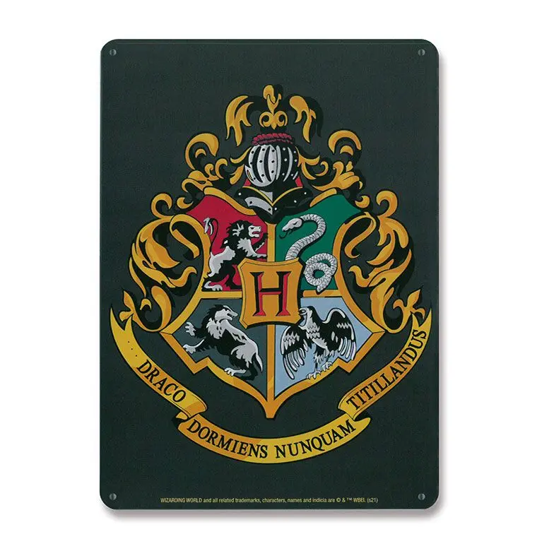 Harry Potter plechová cedule Hogwarts Logo 15 x 21 cm fotografii produktu