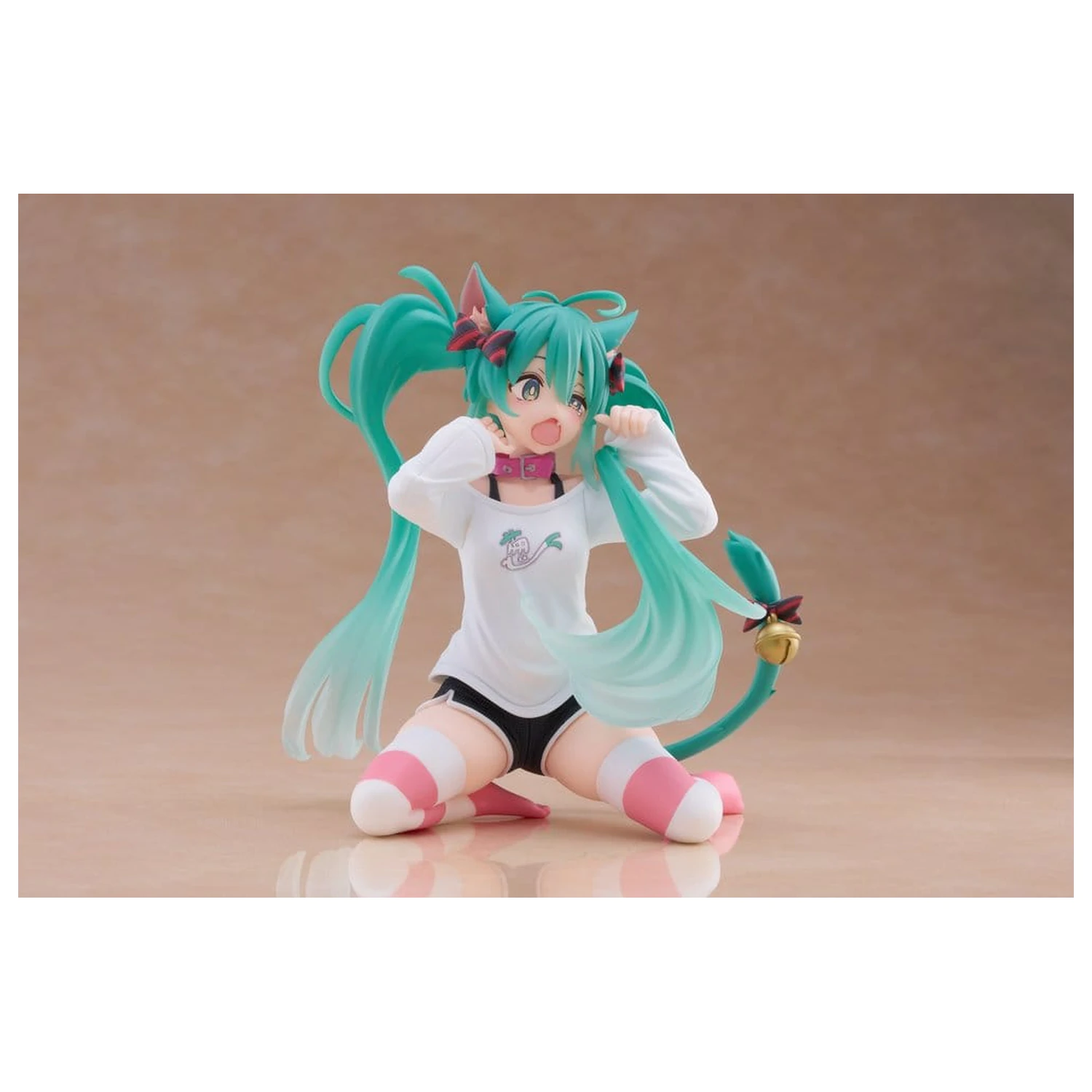 Hatsune Miku PVC Soška Stolní Roztomilá Figurka Hatsune Miku Kočičí ucho T-shirt Ver. 13 cm fotografii produktu