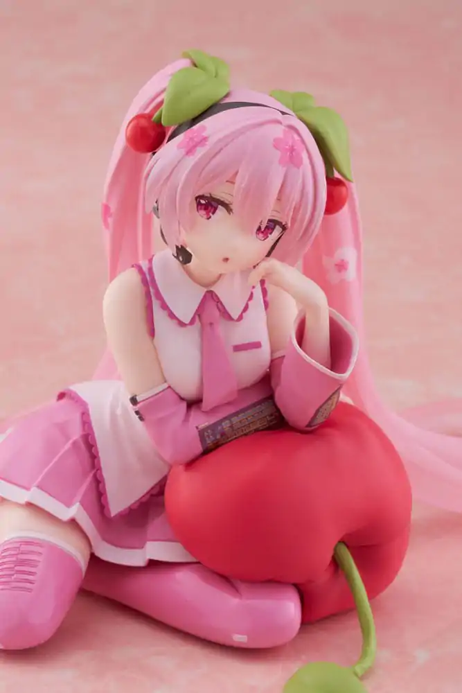 Hatsune Miku PVC Soška Desktop Cute Figurka Sakura Miku Cherry Cushion Verze 13 cm fotografii produktu