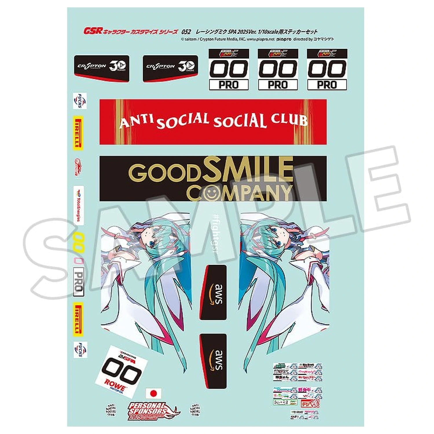 Hatsune Miku GSR Charakterová úprava série 052 Sada samolepek pro vozy GSR 1/10 Racing Miku SPA 2025 Ver. fotografii produktu