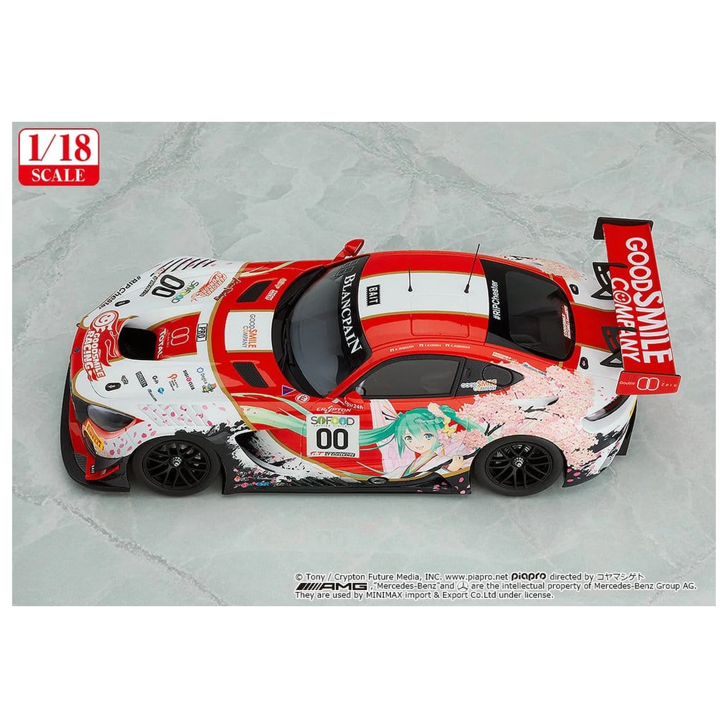 Hatsune Miku GT Project Vozidlo 1/18 Good Smile Hatsune Miku AMG 2017 SPA24H Ver. 26 cm fotografii produktu