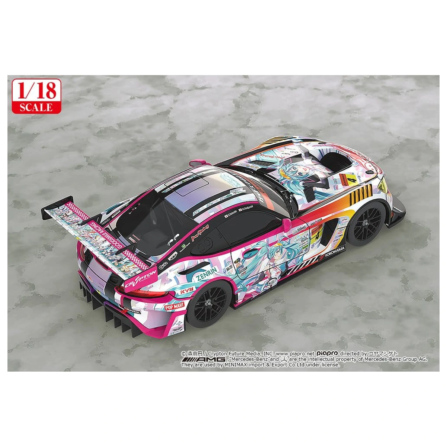 Hatsune Miku GT Project Vozidlo 1/18 Good Smile Hatsune Miku AMG 2021 SUPER GT 100. Závod Jubilejní Ver. 26 cm fotografii produktu