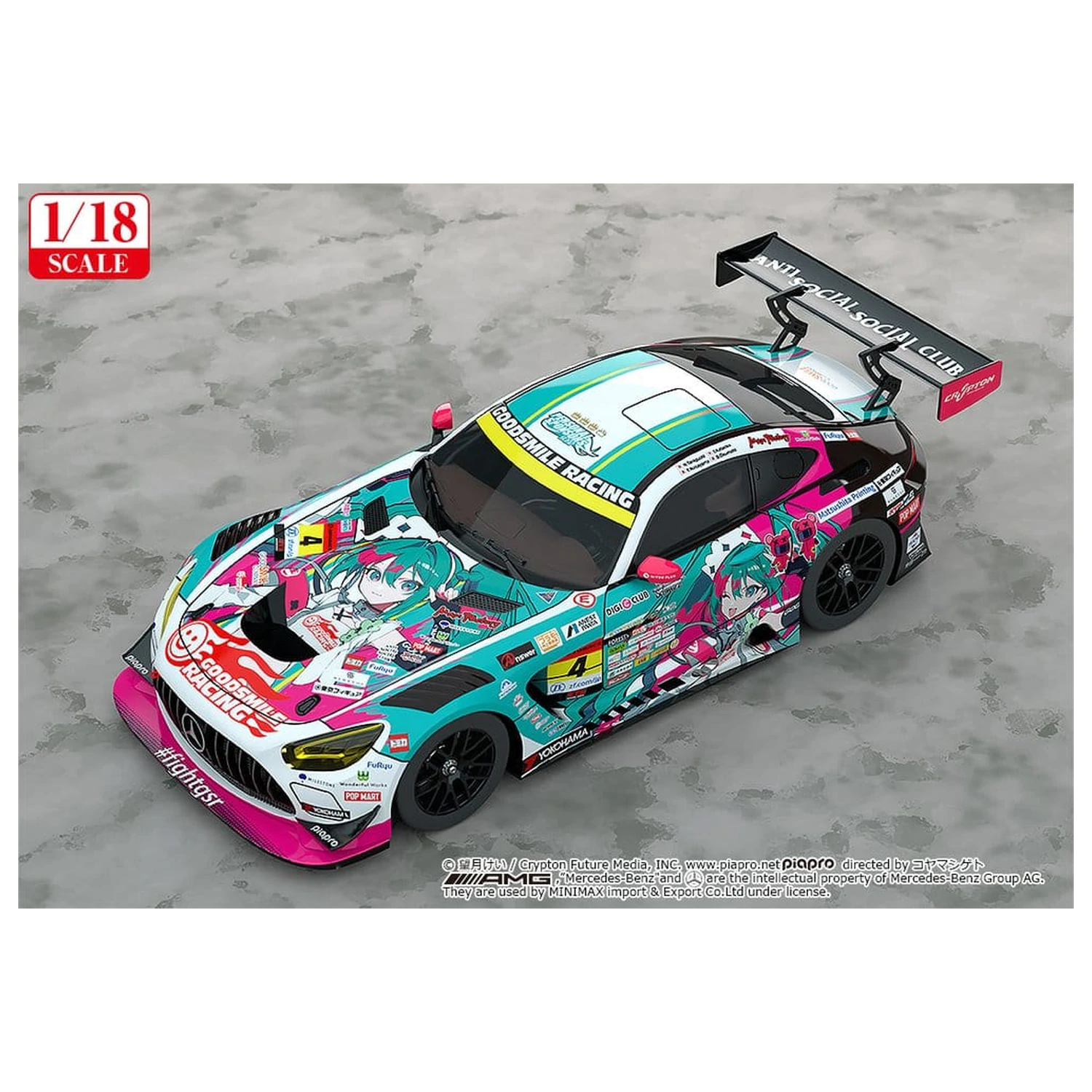 Hatsune Miku GT Project Vozidlo 1/18 Good Smile Hatsune Miku AMG 2025 Season Opening Ver. 26 cm fotografii produktu