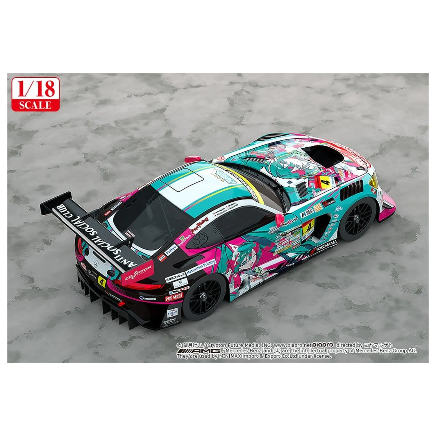 Hatsune Miku GT Project Vozidlo 1/18 Good Smile Hatsune Miku AMG 2025 Season Opening Ver. 26 cm fotografii produktu