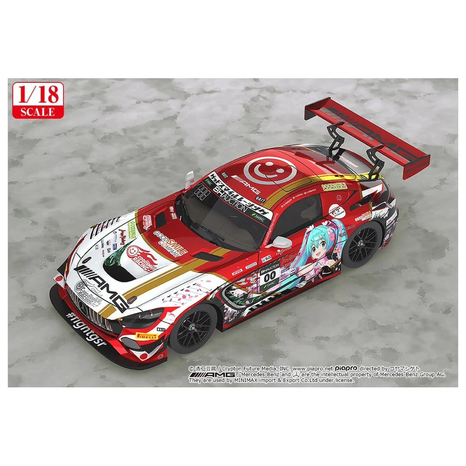 Hatsune Miku GT Project Vozidlo 1/18 Mercedes-AMG Team GOOD SMILE 2019 SUZUKA 10HOURS Ver. 26 cm fotografii produktu