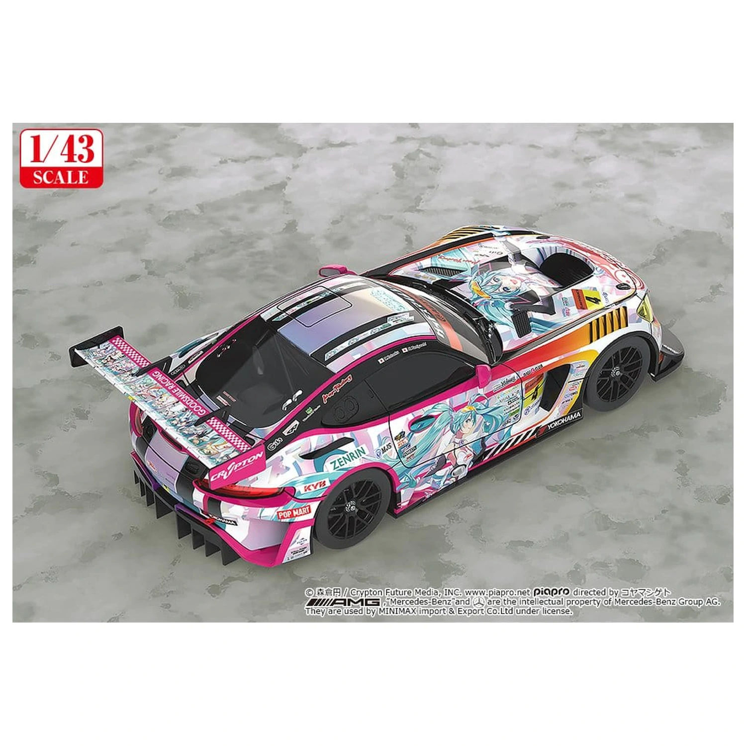 Hatsune Miku GT Project Vozidlo 1/43 Good Smile Hatsune Miku AMG 2021 SUPER GT 100. závodní památeční verze 11 cm fotografii produktu