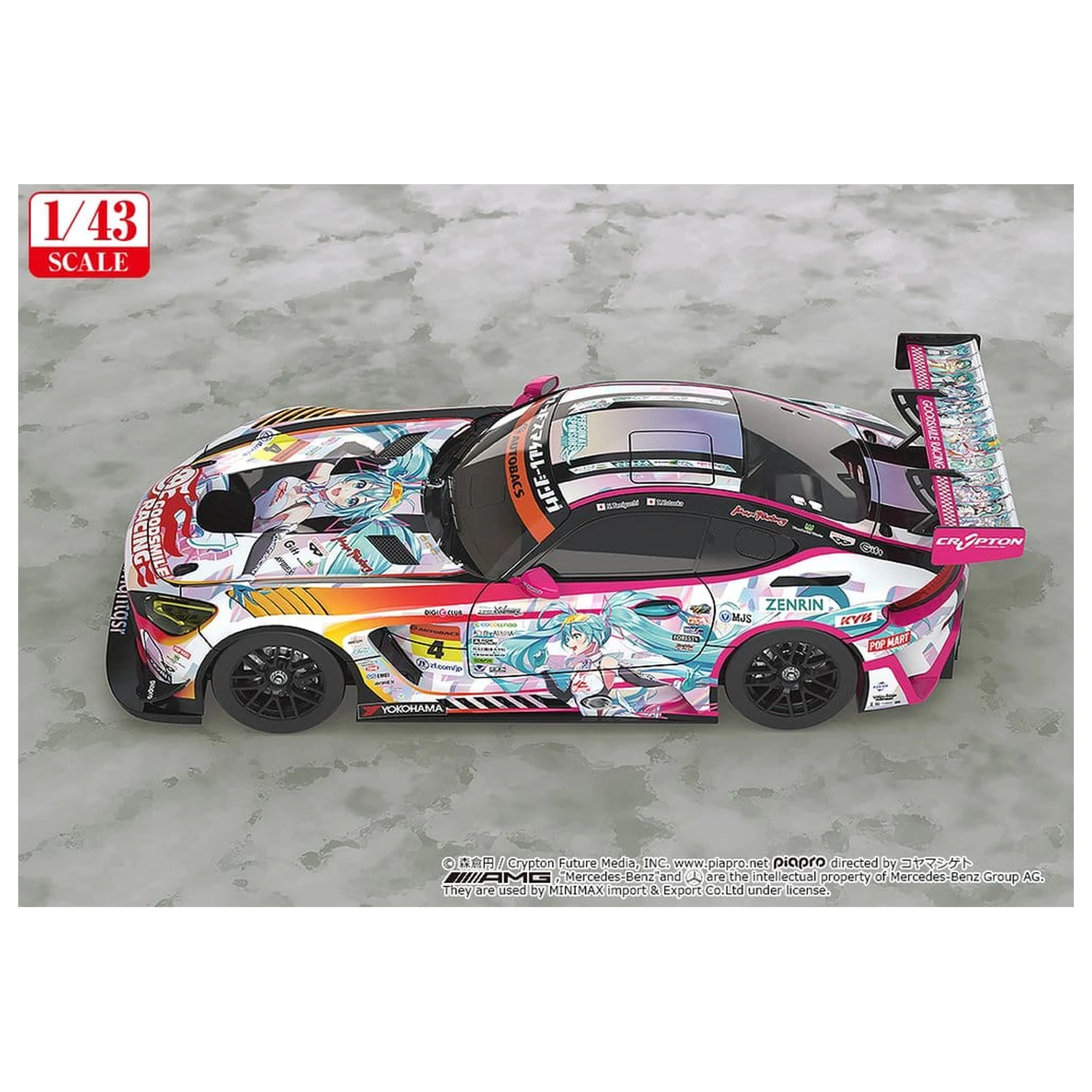 Hatsune Miku GT Project Vozidlo 1/43 Good Smile Hatsune Miku AMG 2021 SUPER GT 100. závodní památeční verze 11 cm fotografii produktu