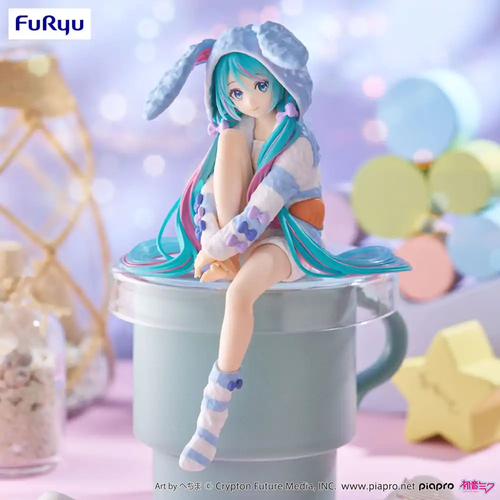 Hatsune Miku Noodle Stopper PVC soška Hatsune Miku Rabbit Ear Hood Pajama Blue Color Ver. 14 cm fotografii produktu