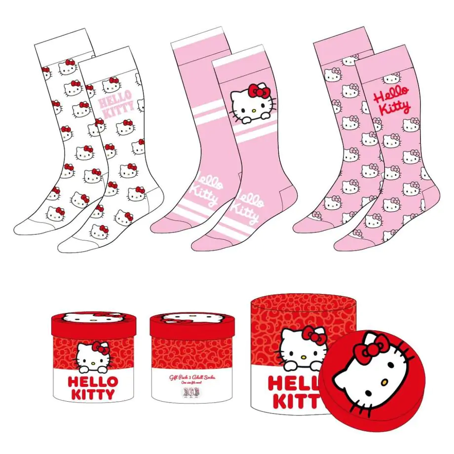 Hello Kitty balení 3 páry ponožek pro dospělé fotografii produktu