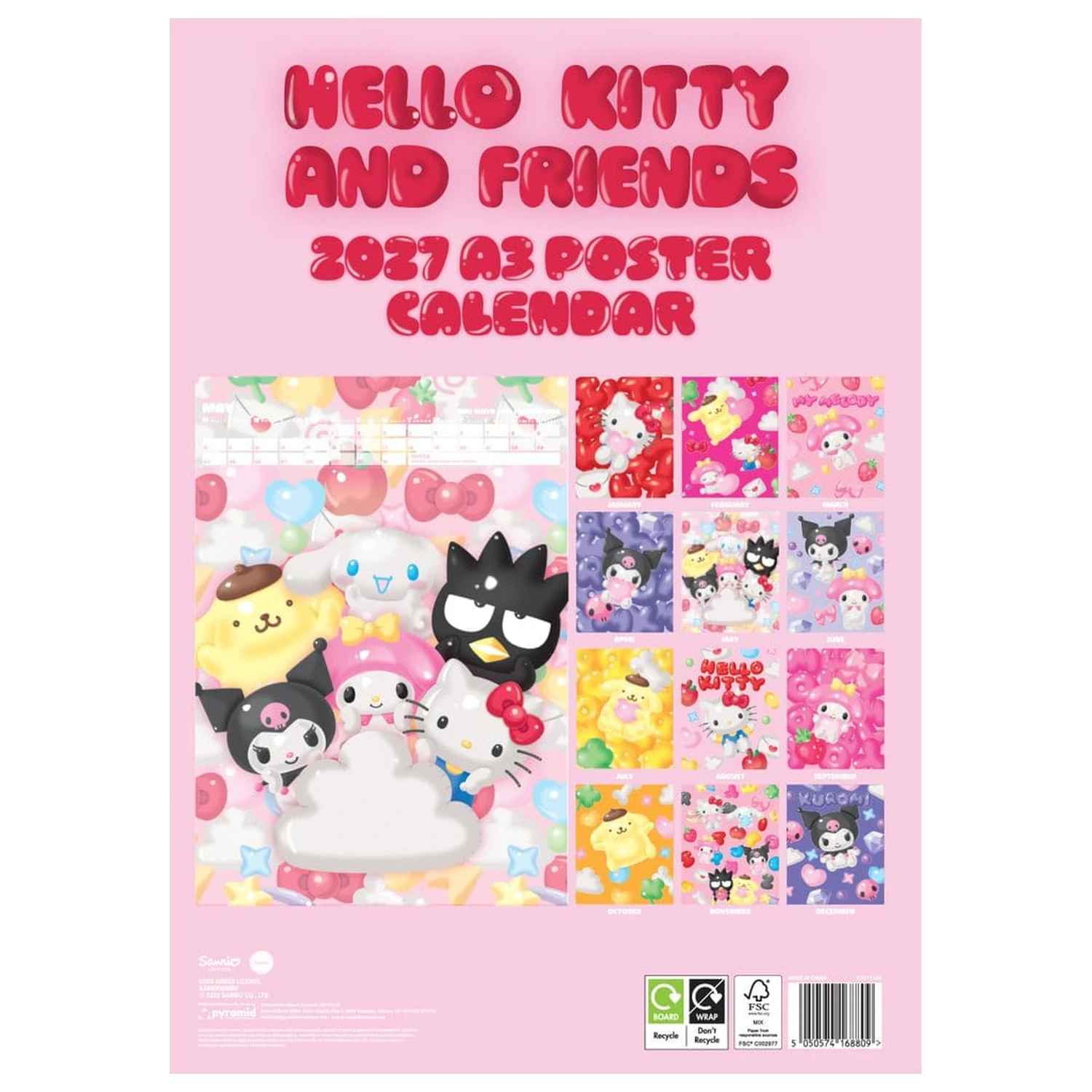 Hello Kitty kalendář A3 plakát 2027 fotografii produktu
