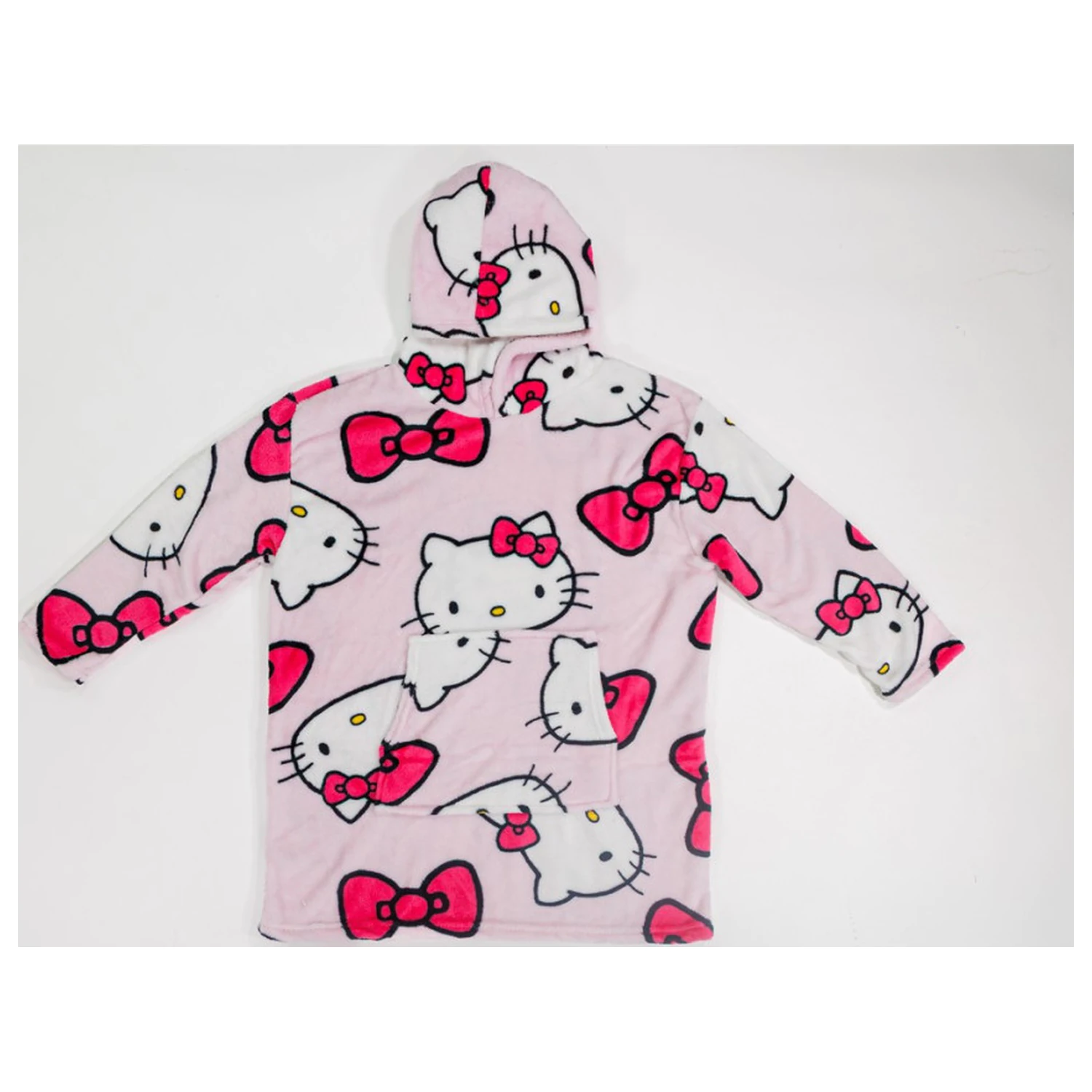 Hello Kitty Bow Dospělé nositelné plyšové fleecové deka pončo fotografii produktu