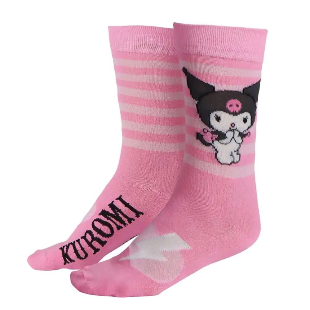 Hello Kitty Kuromi balení 3 páry ponožek pro dospělé fotografii produktu