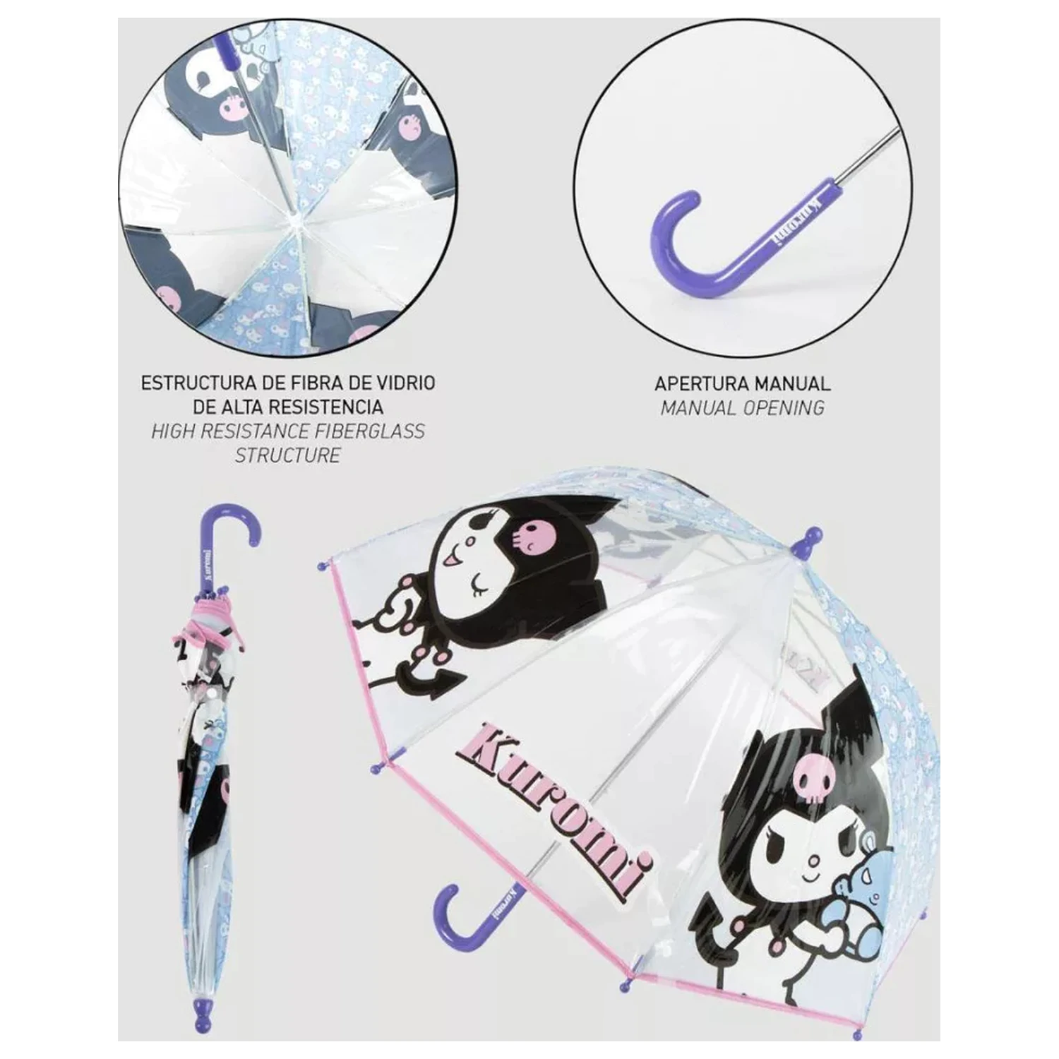 Hello Kitty Kuromi dětský průhledný deštník fotografii produktu