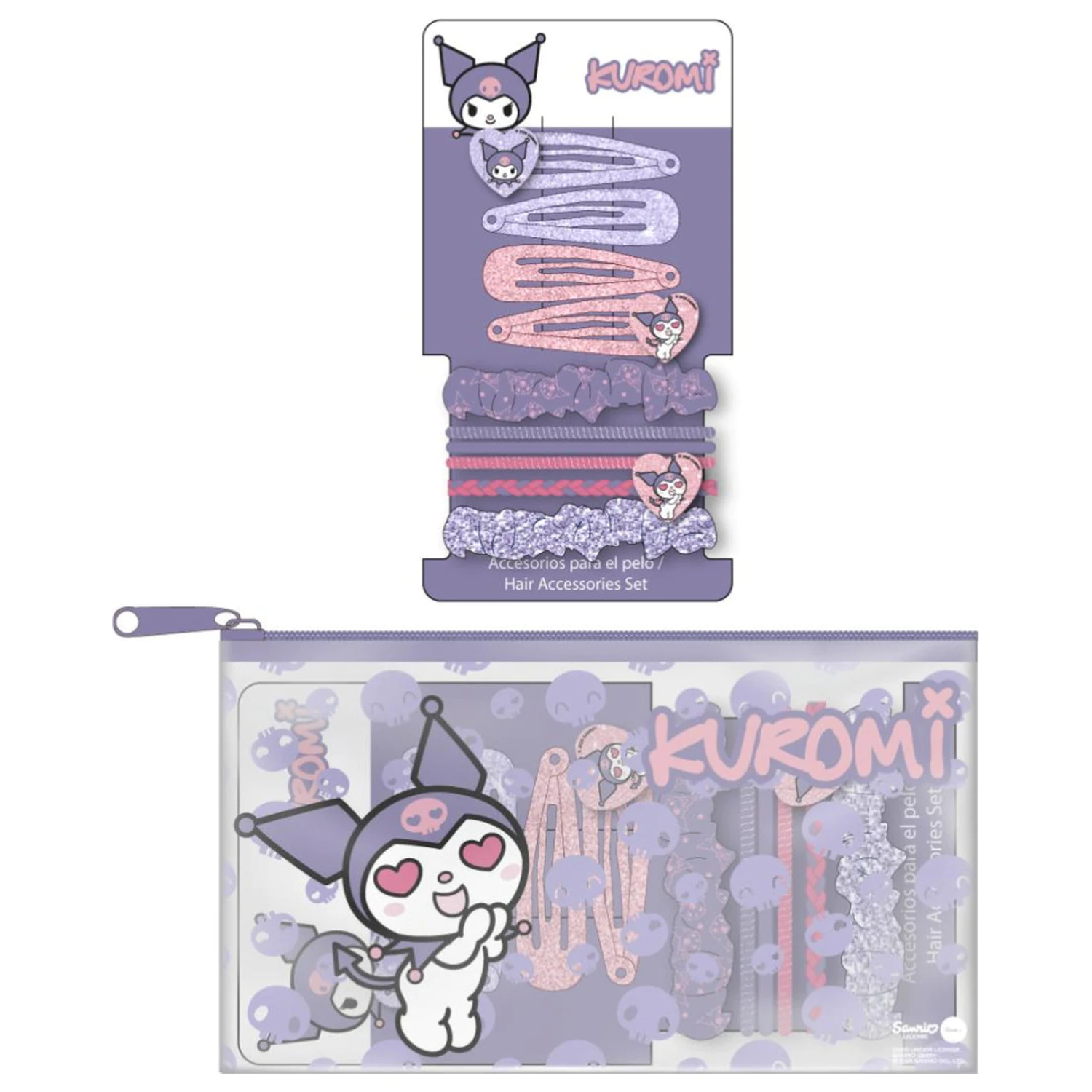 Hello Kitty Kuromi Sada sponky do vlasů, gumičky do vlasů fotografii produktu