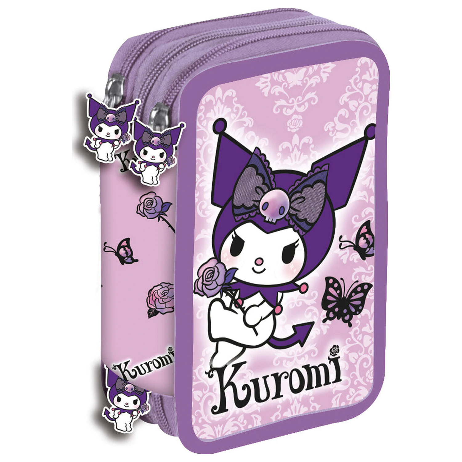 Hello Kitty Kuromi fialové trojité pouzdro na tužky fotografii produktu