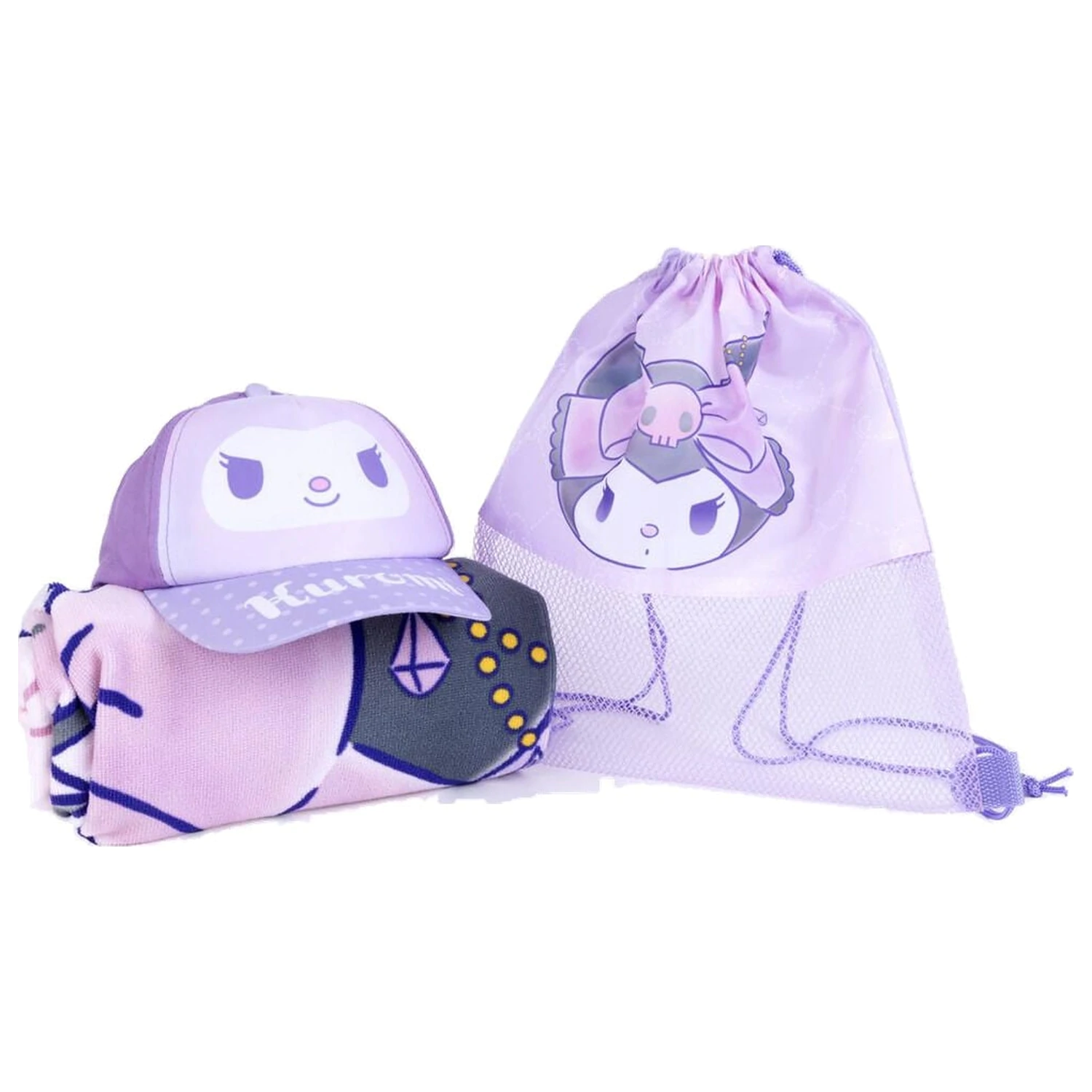 Sada ručníku, tašky a kšiltovky Hello Kitty Kuromi fotografii produktu