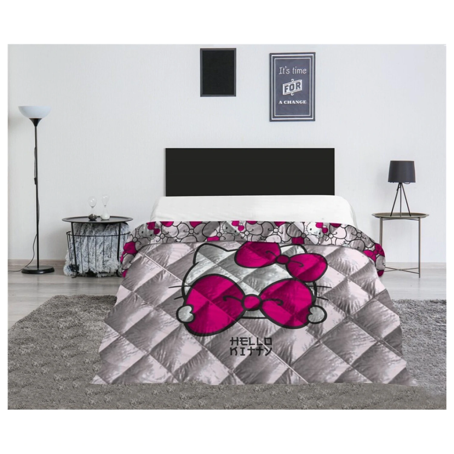 Hello Kitty Pink Bow prošívaný povlak na peřinu, přikrývka 240x220cm fotografii produktu