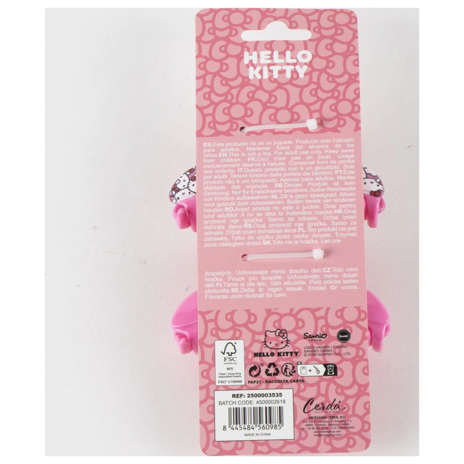 Hello Kitty Růžová sada sponek do vlasů, 2 kusy fotografii produktu