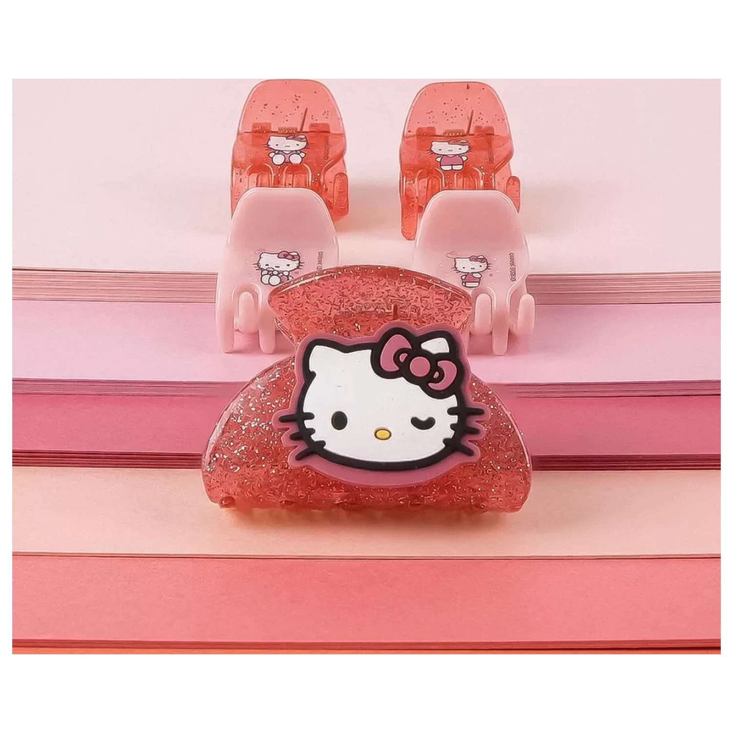 Hello Kitty růžové sponky do vlasů, sada 5 kusů fotografii produktu