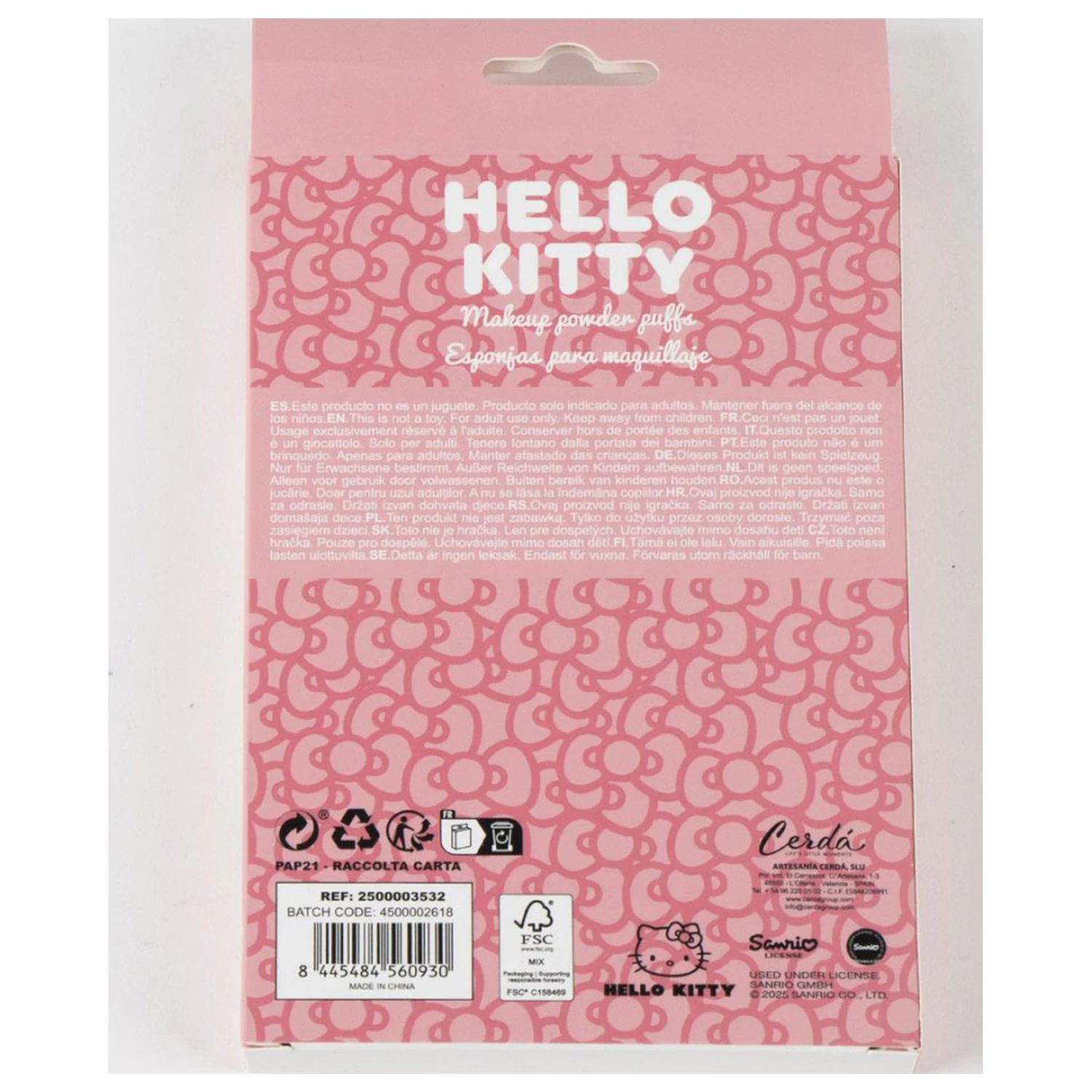 Hello Kitty Růžová sada kosmetických houbiček na make-up, 4 kusy fotografii produktu