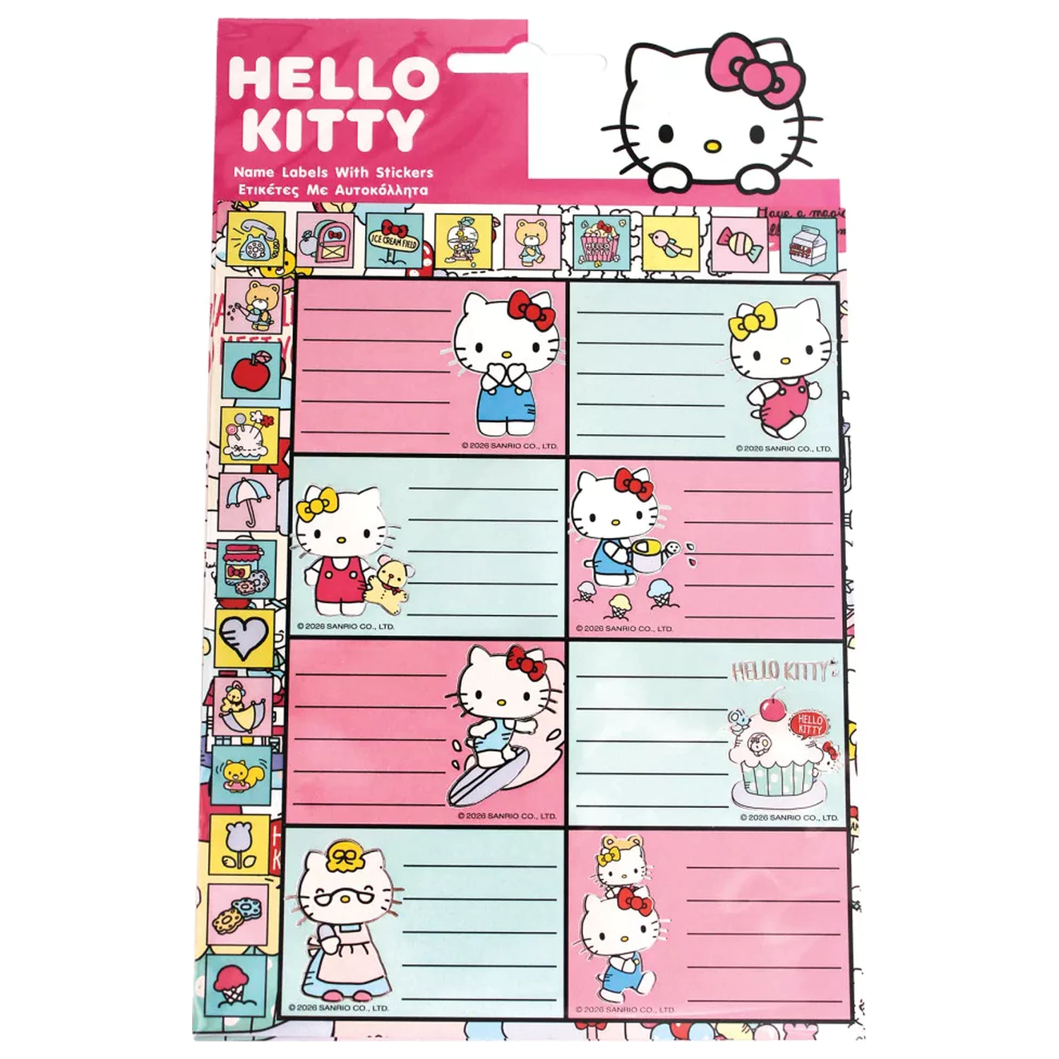 Hello Kitty Play Notebook Labels se samolepkami 16 ks fotografii produktu