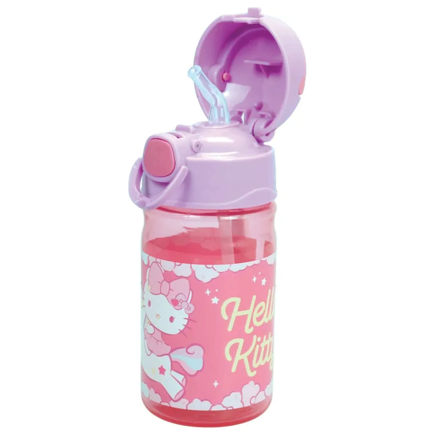 Hello Kitty Unicorn Plastová láhev na pití s brčkem a šňůrkou na krk 350 ml fotografii produktu