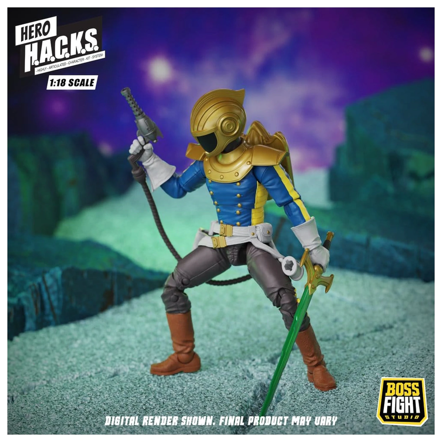 Hero H.A.C.K.S. Základní akční figurka 1/18 Heroes and Villains Wave 1 Jett Steelblade: Stellar Knight of Accord fotografii produktu