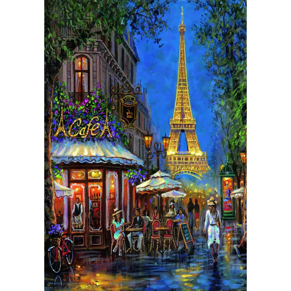 Vysoce kvalitní noční puzzle v Eiffel Cafe 500 dílků fotografii produktu