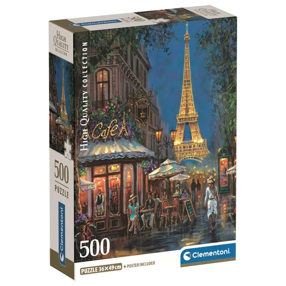Vysoce kvalitní noční puzzle v Eiffel Cafe 500 dílků fotografii produktu