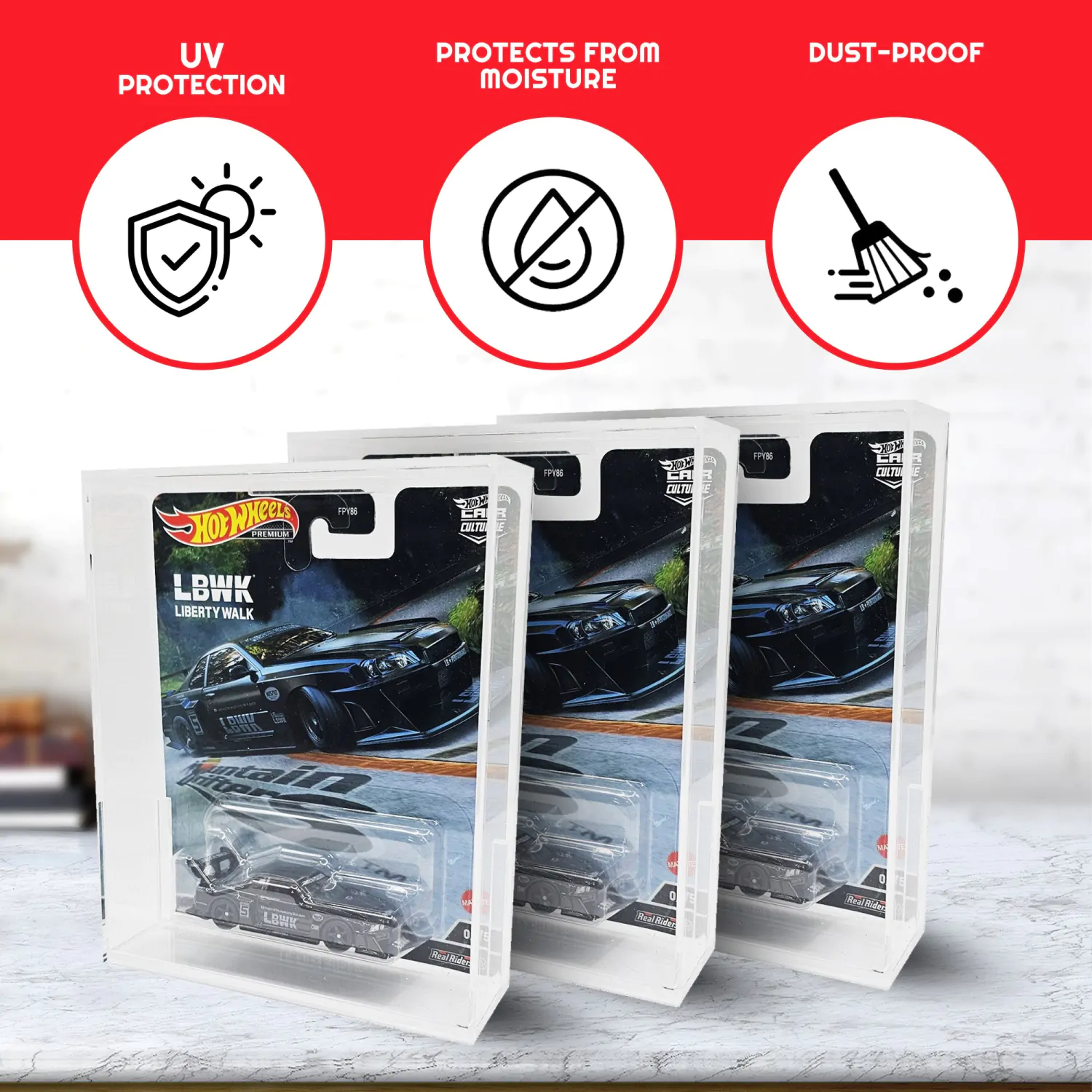 Hot Wheels Premium akrylová vitrína 2-Pack fotografii produktu