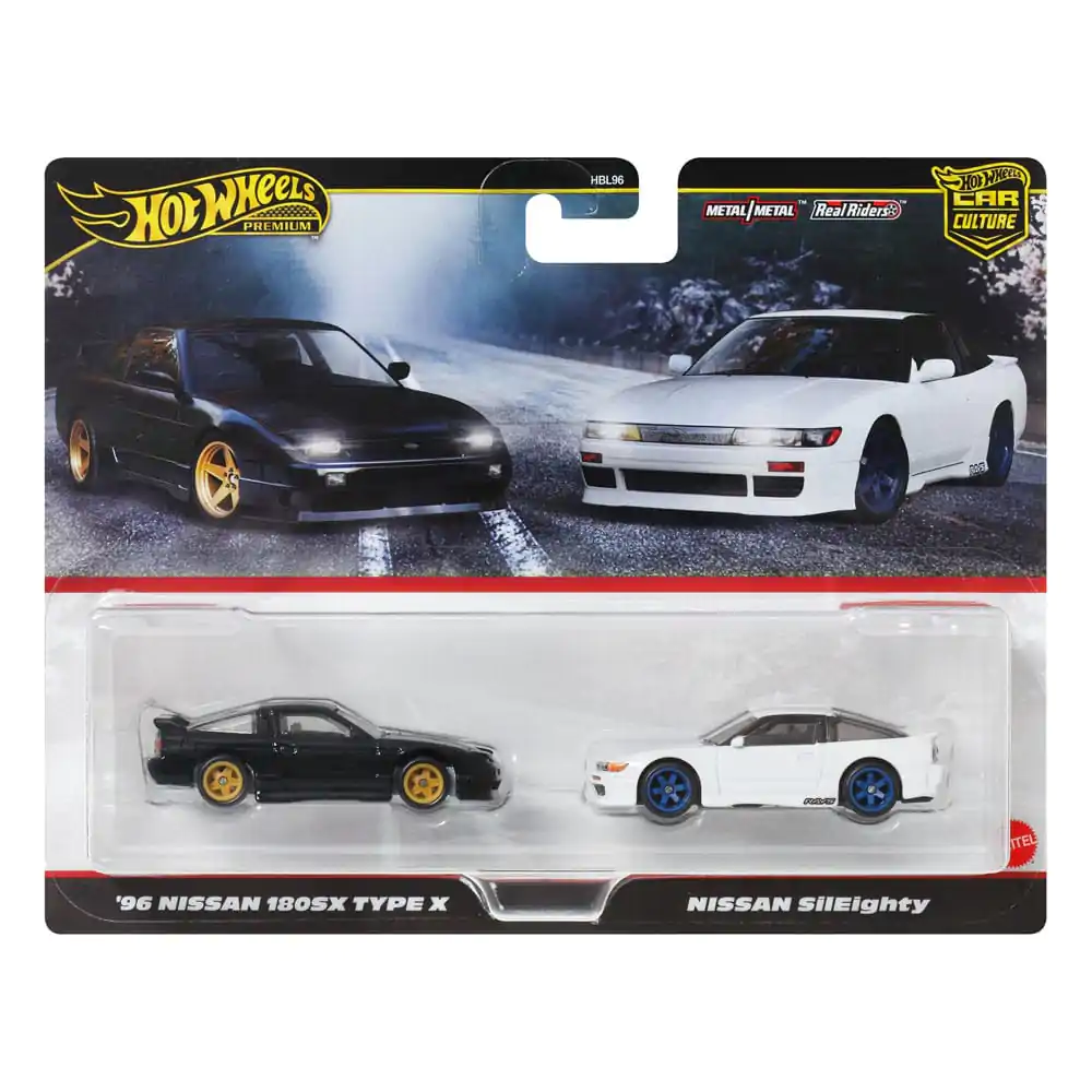 Hot Wheels Premium Car Culture Diecast Vehicle 2-Pack 1/64 '96 Nissan 180SX Type X & Nissan SilEighty, 2-balení odlévaných vozidel fotografii produktu