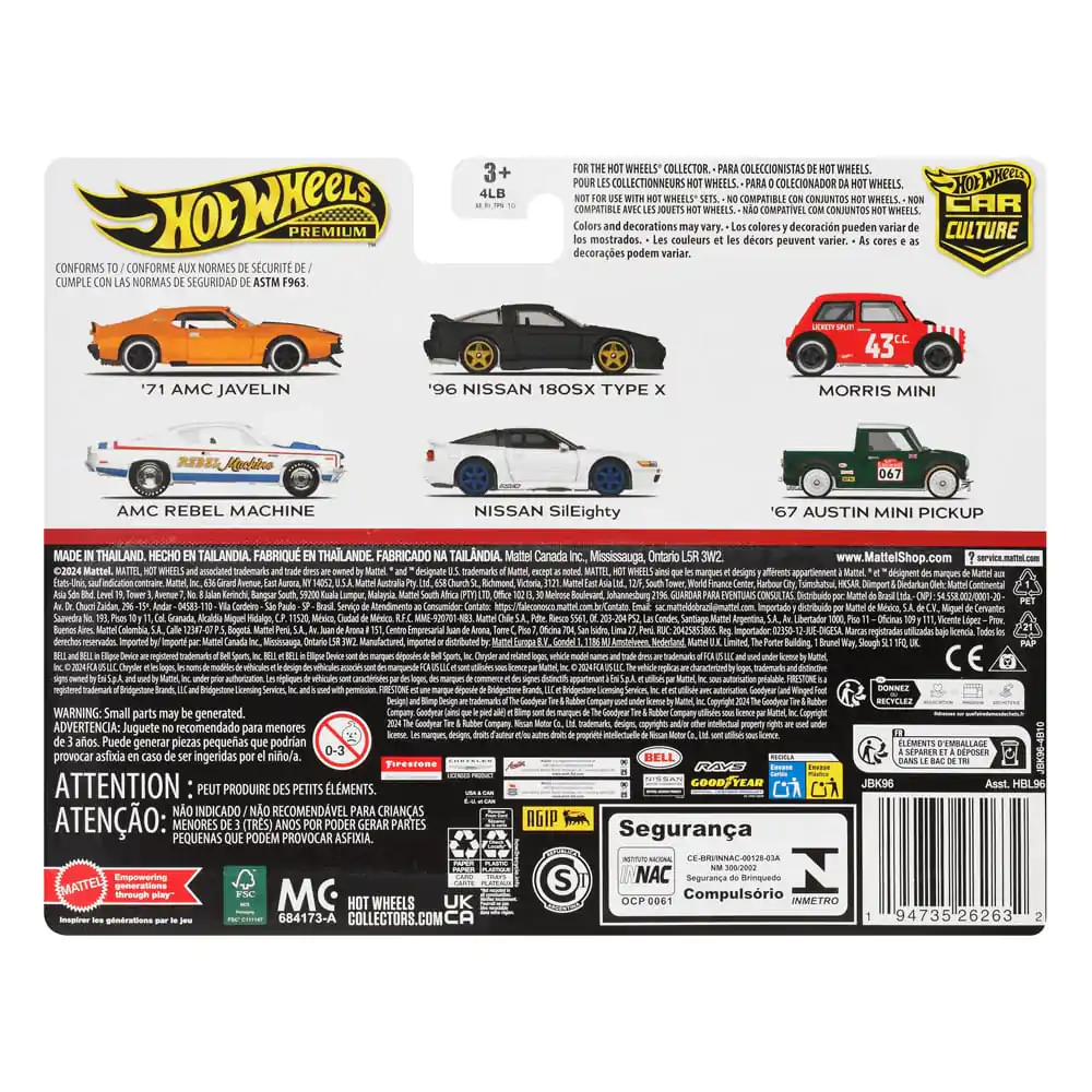 Hot Wheels Premium Car Culture Diecast Vehicle 2-Pack 1/64 '96 Nissan 180SX Type X & Nissan SilEighty, 2-balení odlévaných vozidel fotografii produktu