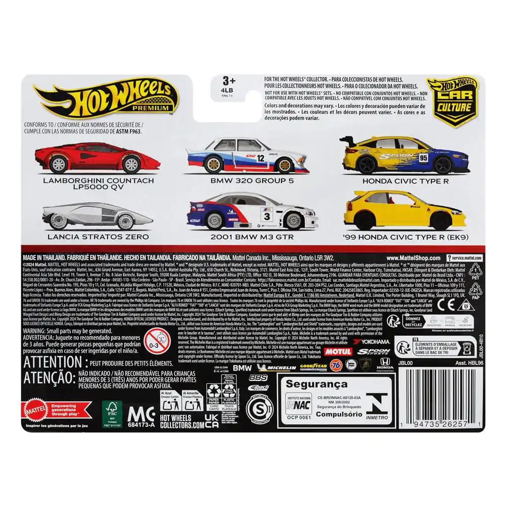 Hot Wheels Premium Car Culture Diecast vozidlo 2-balení 1/64 &#039;99 Honda Civic Type R (EK9) &amp; Honda Civic Type R fotografii produktu