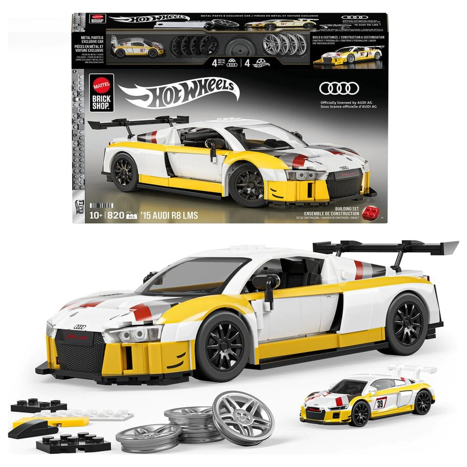 Hot Wheels Elite Mattel Brick Shop Stavebnice 1/16 '15 Audi R8 LMS fotografii produktu
