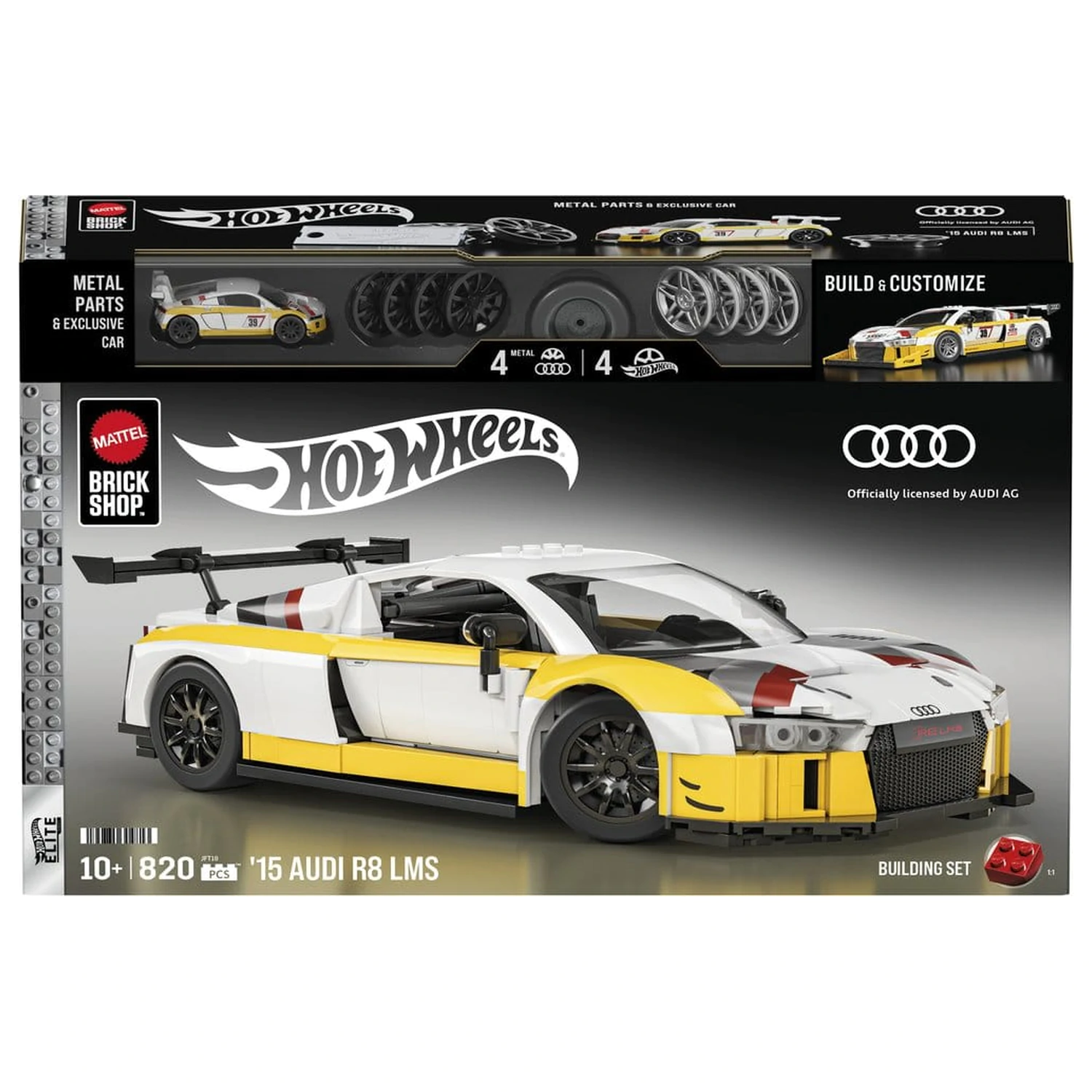 Hot Wheels Elite Mattel Brick Shop Stavebnice 1/16 '15 Audi R8 LMS fotografii produktu