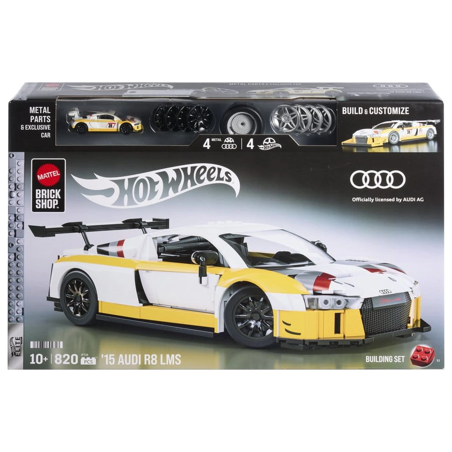 Hot Wheels Elite Mattel Brick Shop Stavebnice 1/16 '15 Audi R8 LMS fotografii produktu