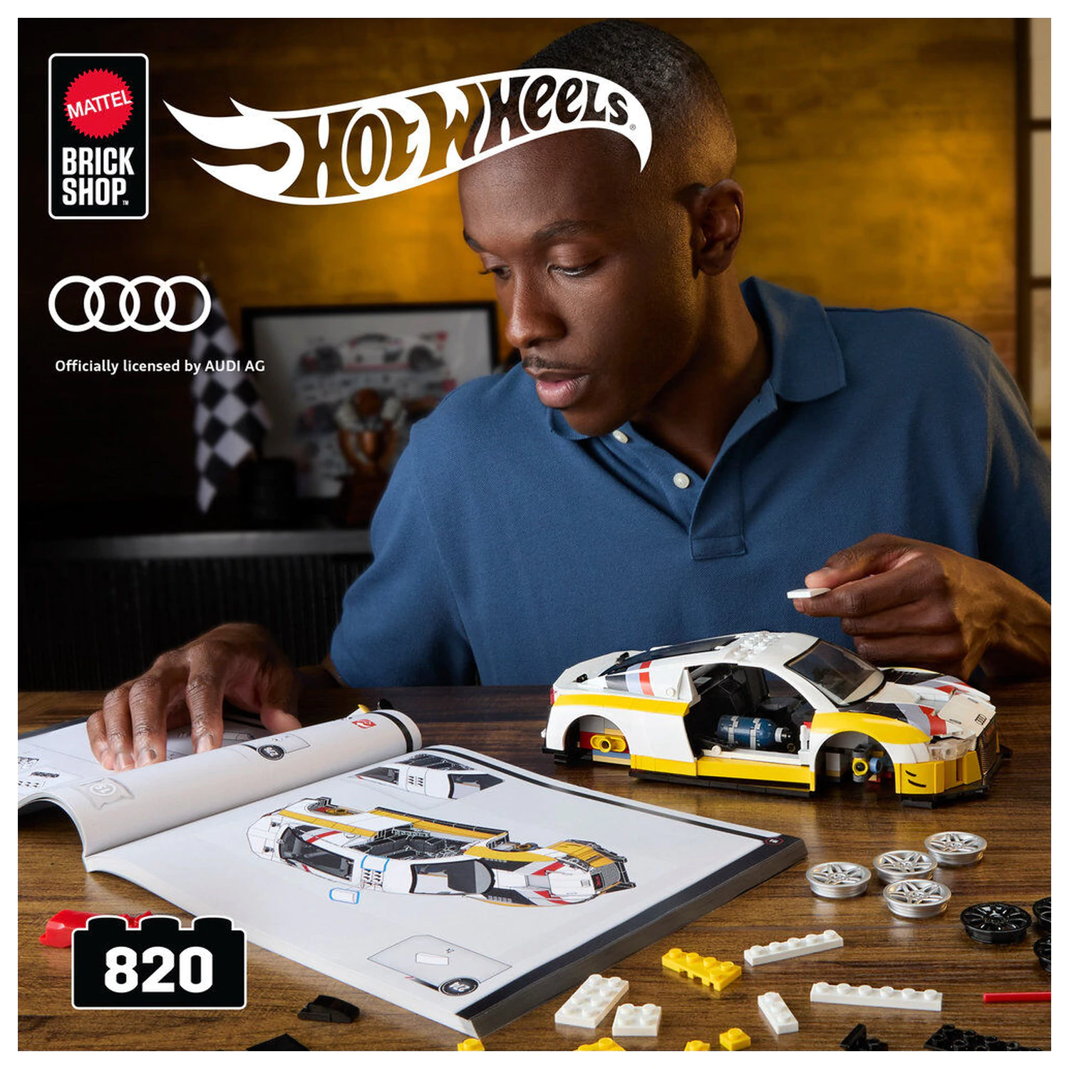 Hot Wheels Elite Mattel Brick Shop Stavebnice 1/16 '15 Audi R8 LMS fotografii produktu