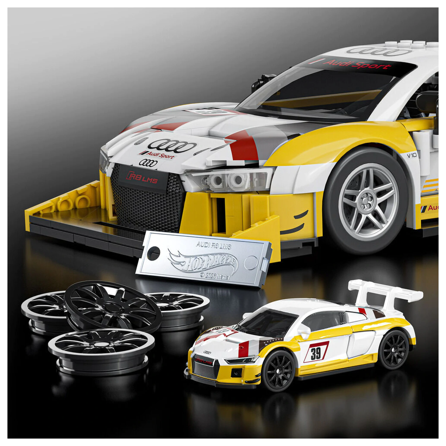 Hot Wheels Elite Mattel Brick Shop Stavebnice 1/16 '15 Audi R8 LMS fotografii produktu
