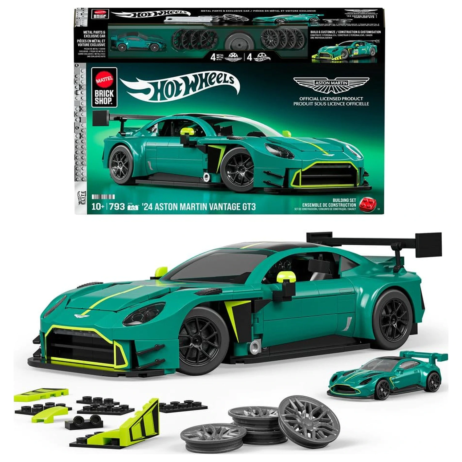 Hot Wheels Elite Mattel Brick Shop Stavebnice 1/16 '24 Aston Martin Vantage GT3 fotografii produktu