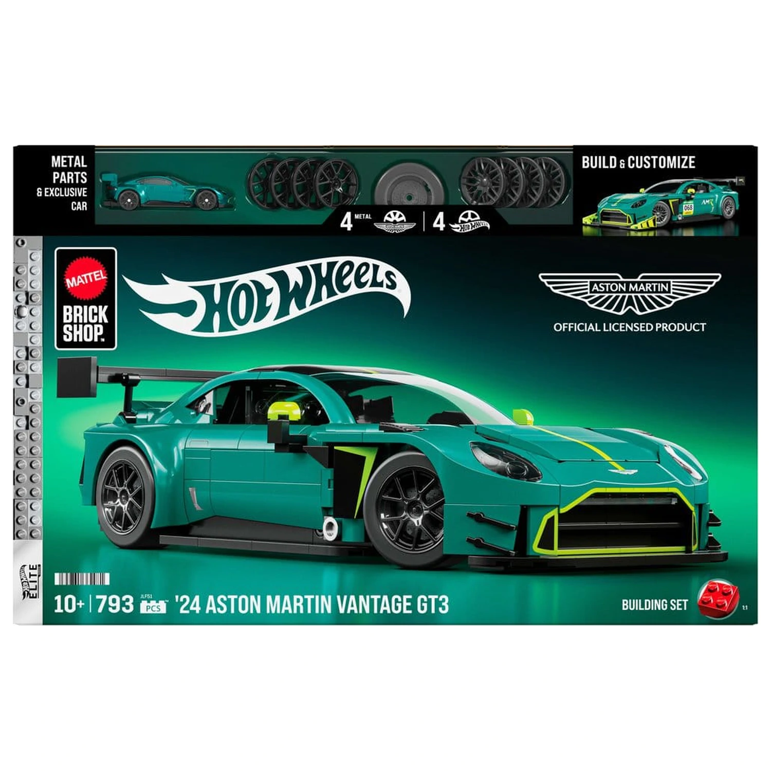 Hot Wheels Elite Mattel Brick Shop Stavebnice 1/16 '24 Aston Martin Vantage GT3 fotografii produktu